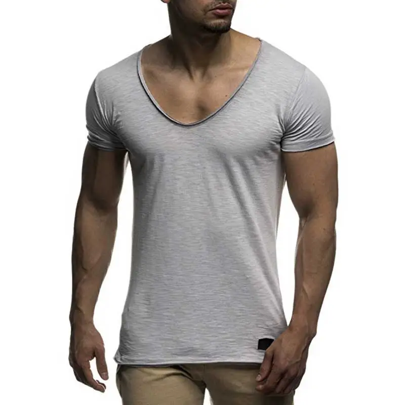 

New arrival deep V neck short sleeve men t shirt slim fit t-shirt men thin top tee casual summer tshirt camisetas hombre MY070