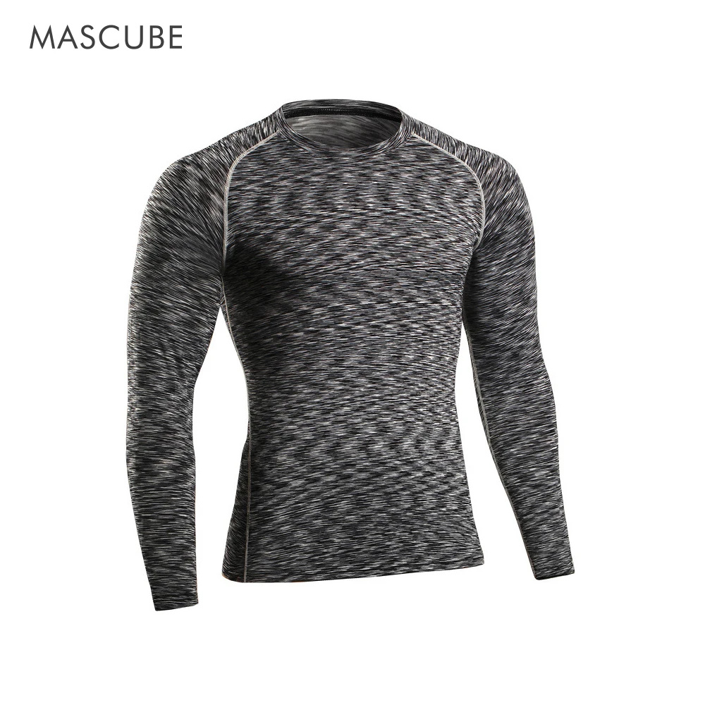 

MASCUBE Newest Men Long Sleeve T Shirt Workout Fitness Breathable Compression Shirt Bodybuilding Tights Exercise Clothes