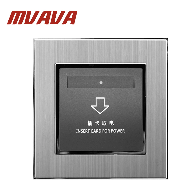 

Free shipping hotel card switch energy saving Insert card for power wall switch for room card ,Luxury satin metal silver panel