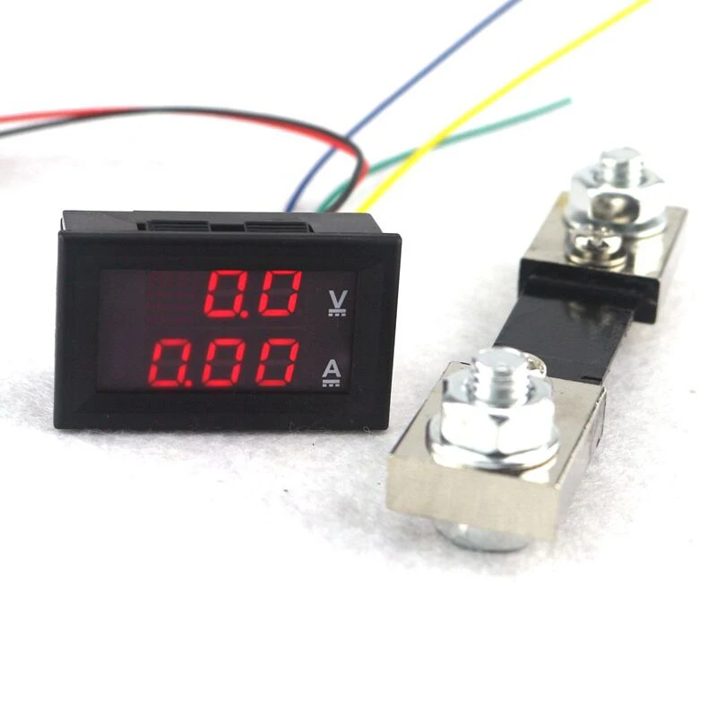

2 in1 DC100V 100A Red LED Voltmeter Ammeter with 75mV Shunt Voltmeter Ampere Meter Current Detector Eletricity Free Shipping