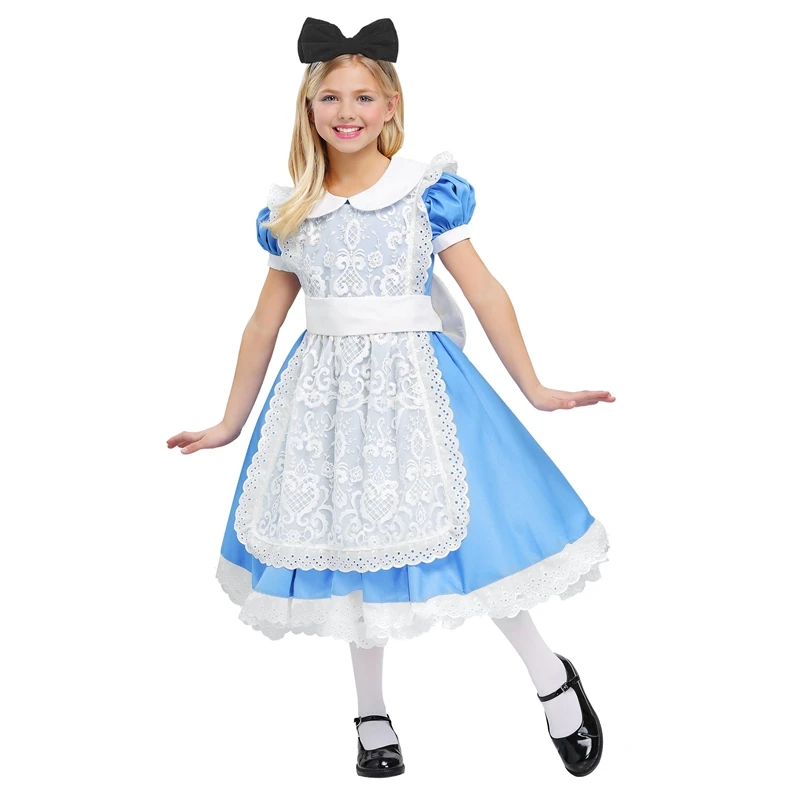

Graceful Alice's Adventures In Wonderland Girls Costume Halloween Disfraces For Kids Carnival Enfant Cosplay