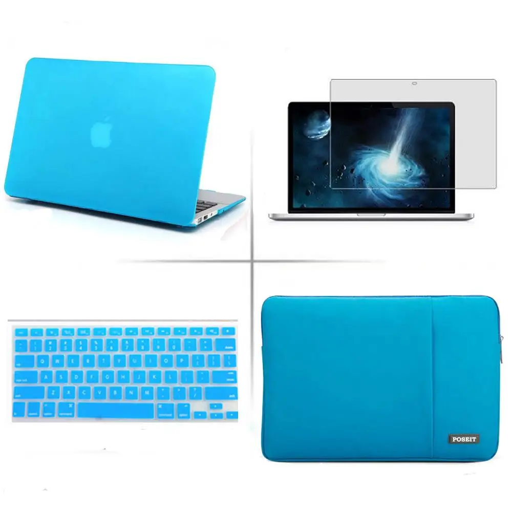 POSEIT 4in1 Матовая Жесткий laptop sleeve сумка крышка клавиатуры ЖК-дисплей для Apple Macbook Pro 13 дюймов CD Встроенная память Модель: A1278 - Цвет: sky blue