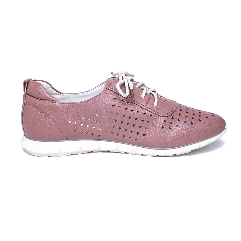 AIMEIGAO 2019 New Lace Up Flats Shoes Soft Leather Comfort Shoes For Women Hollow Out Breathable Casual Shoes Autumn And Spring