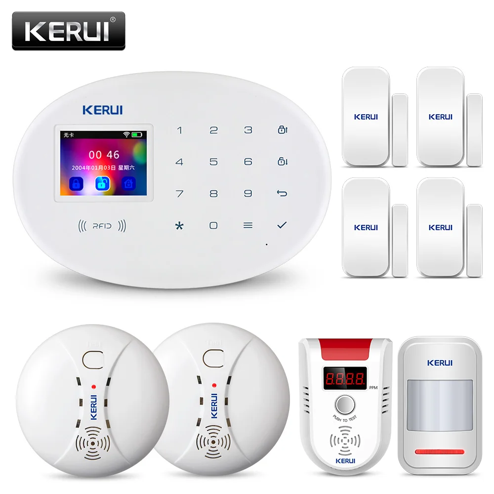

KERUI W20 Wireless WiFi GSM 433MHZ Home Security Burglar Alarm System 2.4 inch TFT Screen Touch Number Panel