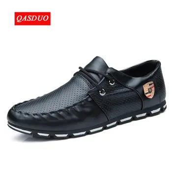 

QASDUO New Brand Running Sneakers For Men Soft Moccasins Men Loafers Leather Shoes Flats Gommino Driving Shoes Zapatos hombre