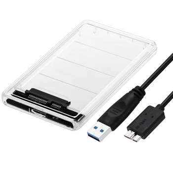 

2.5 inch Transparent USB3.0 to Sata 3.0 HDD Case Tool Free 5 Gbps Support for Hard Drive disk for SSD Enclosure+ USB3.0 cable