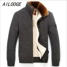 AILOOGE 2017 TOP Quality Brand Down Parka Men Rex Rabbit Fur Coat Winter Coat Men Warm Fleece Mens Jackets And Coats,Large Size