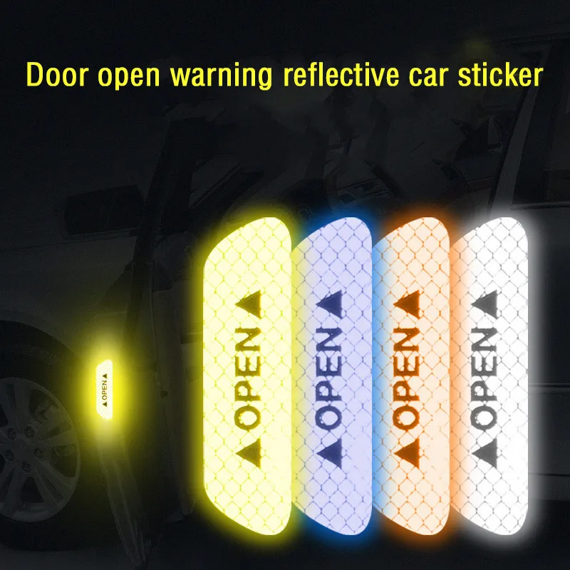 

Car Universal Traffic Safety Warning OPEN Word Emblem Decals Anti-Collision Reflective Strips Auto Stickers Decoration Styling