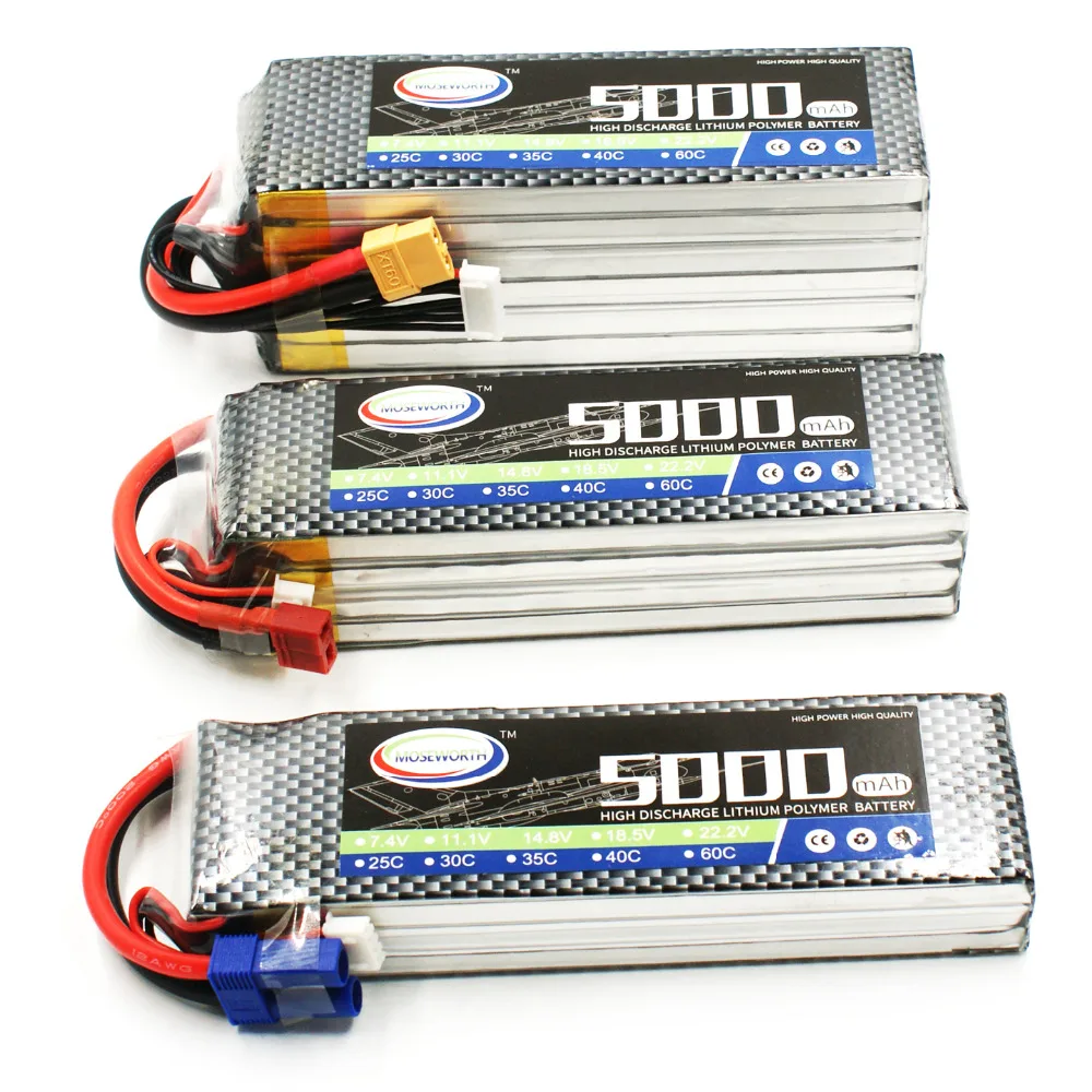 6S RC LiPo батарея 6S 22,2 v 5000mAh 25C Литий-полимерные батареи 22,2 V для радиоуправляемого дрона самолета автомобиля дрона лодки LiPo 6S 5Ah