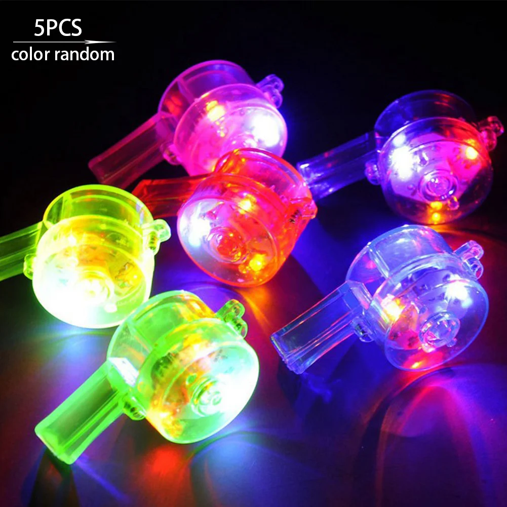 

5Pcs Holiday Glow Party Favors Concerts Camping Night Clubs Whistle Toy Shine Bars Plastic Fun
