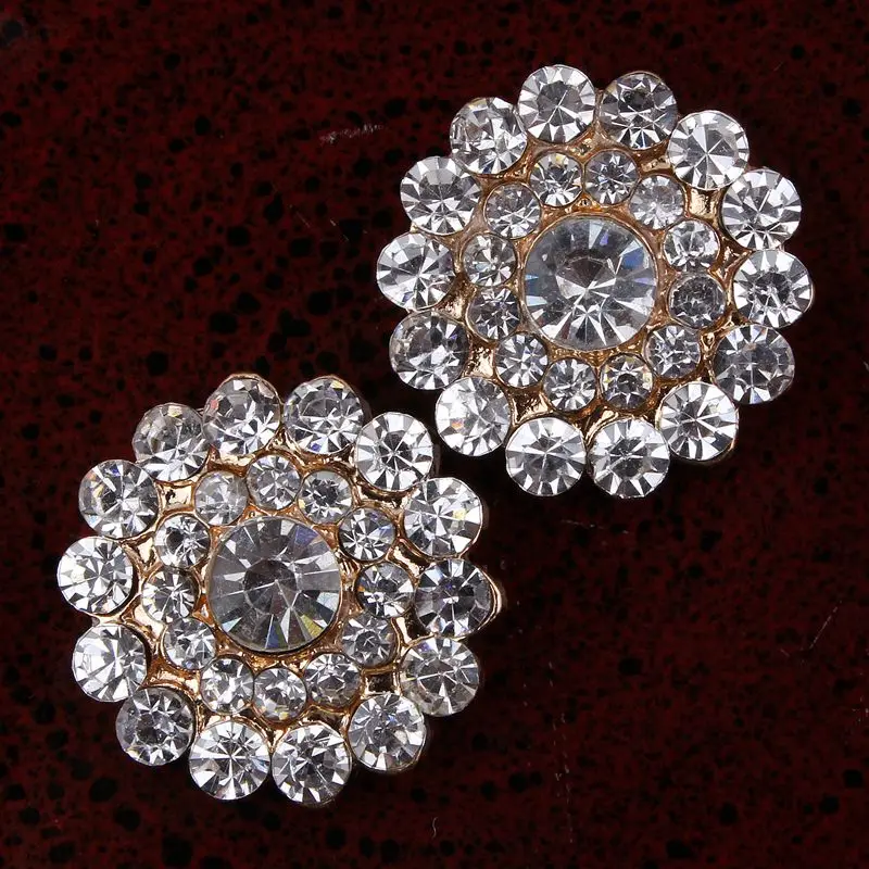 

20pcs/lot 20 2Color Newhot DIY Round Sparkly Rhinestone Button For Wedding Accessories Clear Crystal Button For Baby Hair Flower