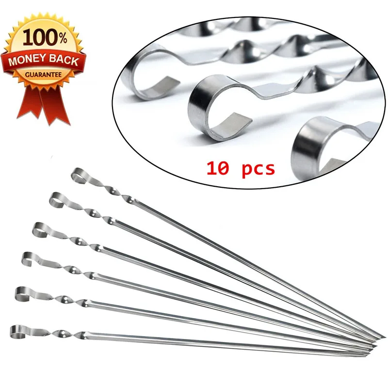

TPUSNOK Barbecue Skewer Stainless Steel BBQ Shish Kabob Skewers Reusable BBQ Sticks Grilling Skewers Set BBQ Tools TPA23