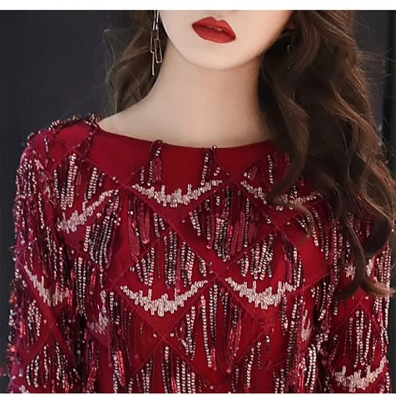 Короткое платье для выпускного вечера с круглым вырезом robe de soiree longue vestido festa longo A
