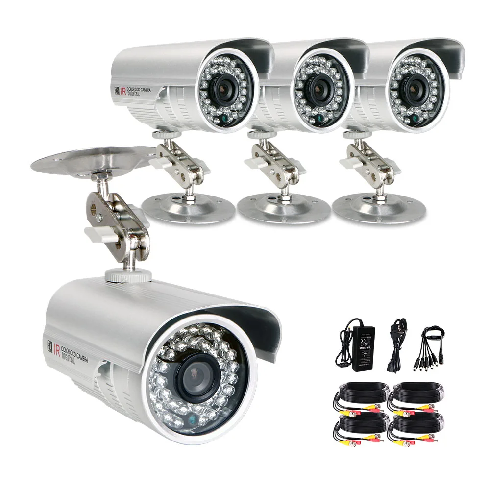 

4Pcs 1200TVL High Resolution system 36pcs IR-LEDS Waterproof Outdoor Security Day/Night Vision IR-CUT Surveillance CCTV Camera