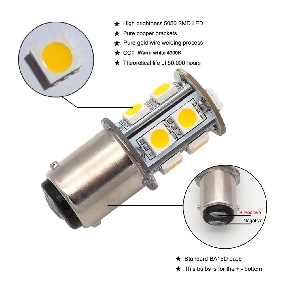 10 шт. 13SMD 5050 BA15D RV внутренний светодиодный 30 в авто лампочка трейлер Замена Морская