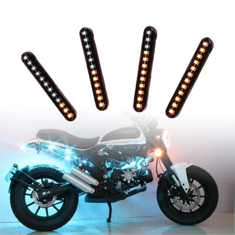  1pcs Universal Flowing Water Flicker LED Motorcycle License Plate Light Motor Scooter Car Indicators Blinkers Amber Lamp 12v  (7)
