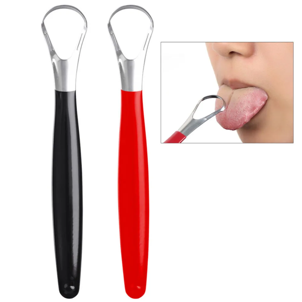 2pcs Tongue Scrapers Reusable Stainless Steel Oral Tongue Cleaner Brush+ box Fresher Sweepers Oral Hygiene Care fresh breath J71