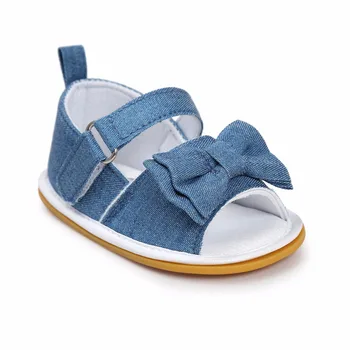 

Hard sole New Stripe Bowtie Cute Baby moccasins child Summer girls sandals Sneakers First walkers Infant Fabric shoes 0-18 M