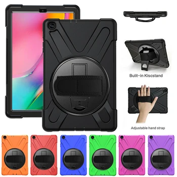 

360 Degree Rotating Cover Case For Samsung Galaxy Tab A 2019 SM-T510 SM-T515 T510 T515 Case Shockproof Hand Holder Strap Cover
