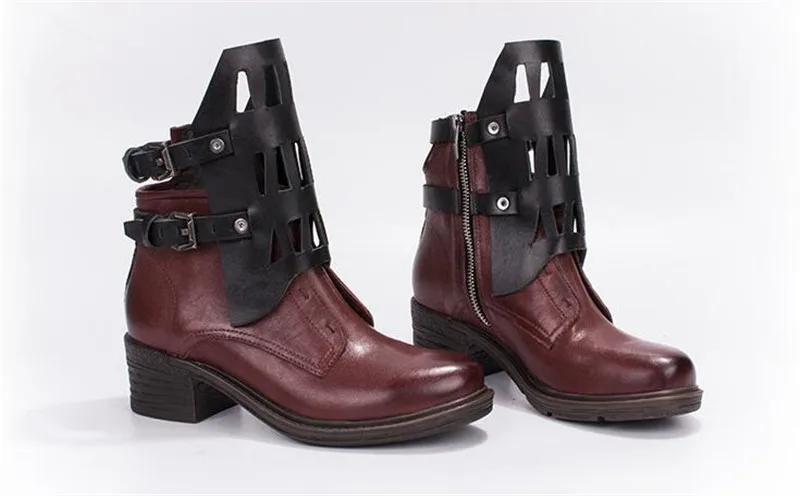 Prova Perfetto женские ботильоны на платформе botas Mujer натуральная кожа осень зима короткие сапоги Резиновая обувь для верховой езды
