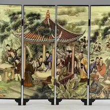 Азиатские лакированные изделия старый Lanting Juxian живопись ручной превосходный Бесконтактный экран счастливый