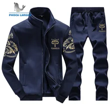 Sweatshirts Sets Men 2019 New Spring Zipper Jackets+Pants Suits For Man Casual Gold Pattern Print Coats Set Male Plus Size M-4XL