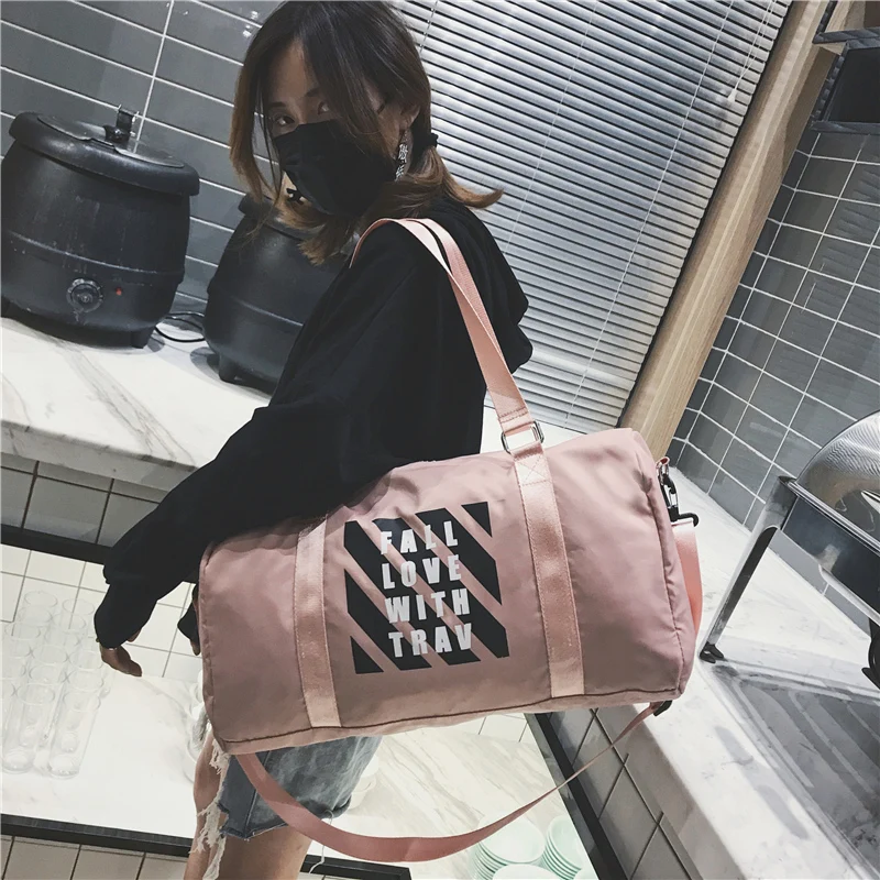 

Fashion Unisex Travel Bag Women Waterproof Nylon Bags Men Patchwork Luggage Travel Duffle Bags Gril's Pink Handbag BB-20