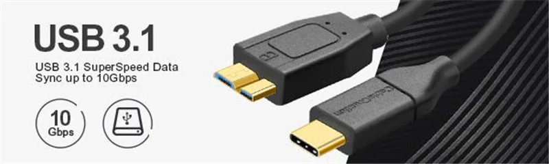 USB C к Micro-B 3,0(Gen2/10G), USB 3,1 type C кабель совместим с MacBook(Pro), Внешний Жесткий драйвер, Galaxy S8/S9/S10, e