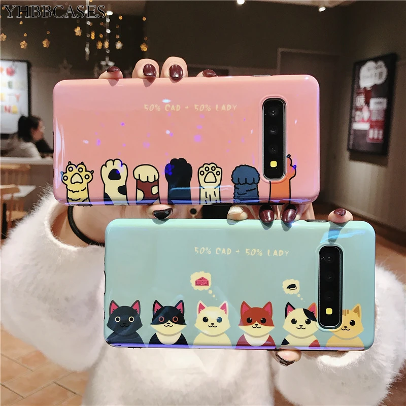 YHBBCASES Blu-Ray мягкий чехол с милыми лапы животных для samsung Galaxy S8 S9 10 Plus телефона