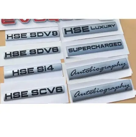 Буквы багажника HSE SDV8 SDV6 Si4 SCV6 Роскошные суперзаряженные эмблемы автобиографии