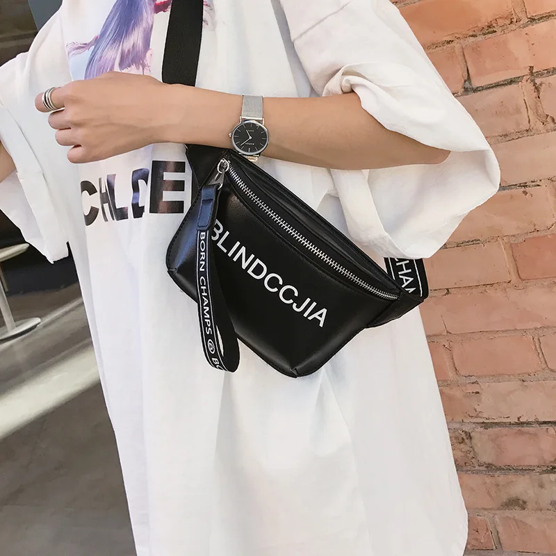 

Fanny Pack Waist Bag Belt Women 2018 New PU Leather Bum Bag Whiter Leisure Shoulder Bags For Women Girls Letter Bag Packs