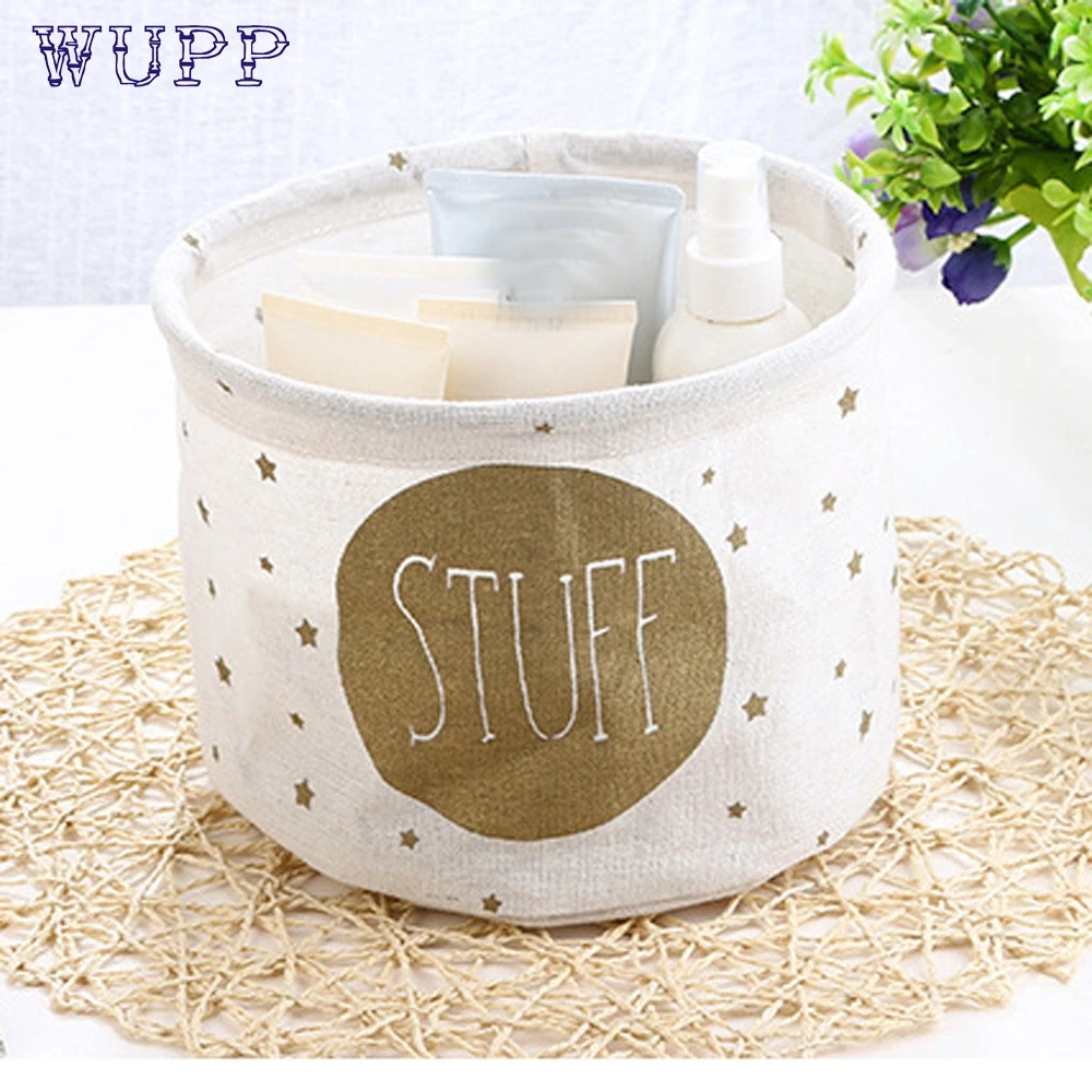 

Car cotton Linen Desktop Storage Basket Sundries Storage Box with Handle 10#