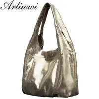 Arliwwi Elegant Simple Style 100% Genuine Leather Women Classic Luxury Serpentine Embossed Totes HandbagsFree Shipping B4027