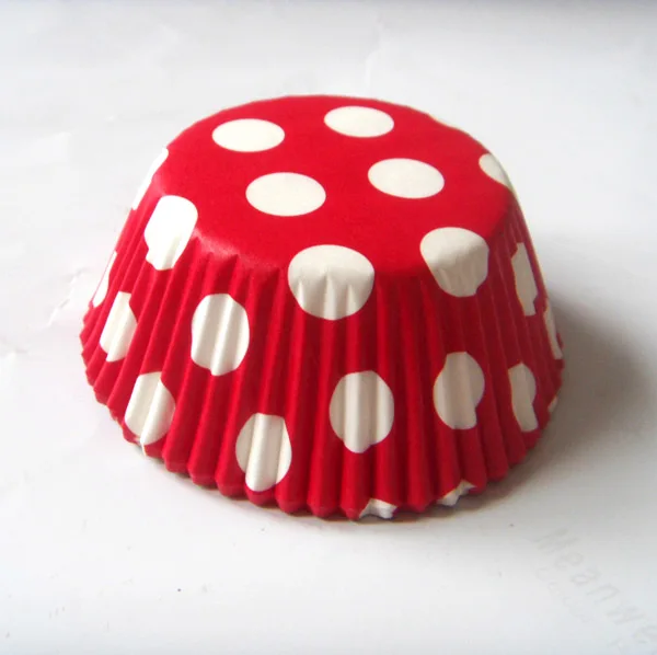 50 шт. бумажные формы для торта в красный горошек, формы для выпечки, кухонные капкейки, чехлы для дня рождения - Цвет: Red Polka dot