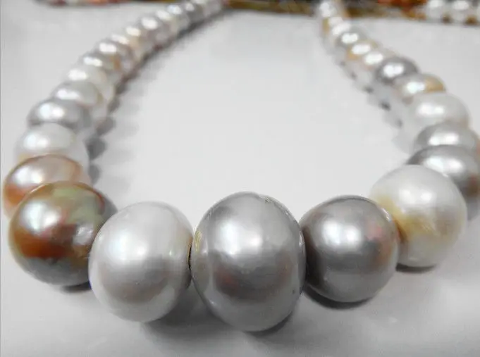 

Wholesale FREE SHIPPING TOP HUGE 14MM SOUTH SEA WHITE GOLD PINK GRAY MULTIC PEARL NECKLACE EARRING 14KGP