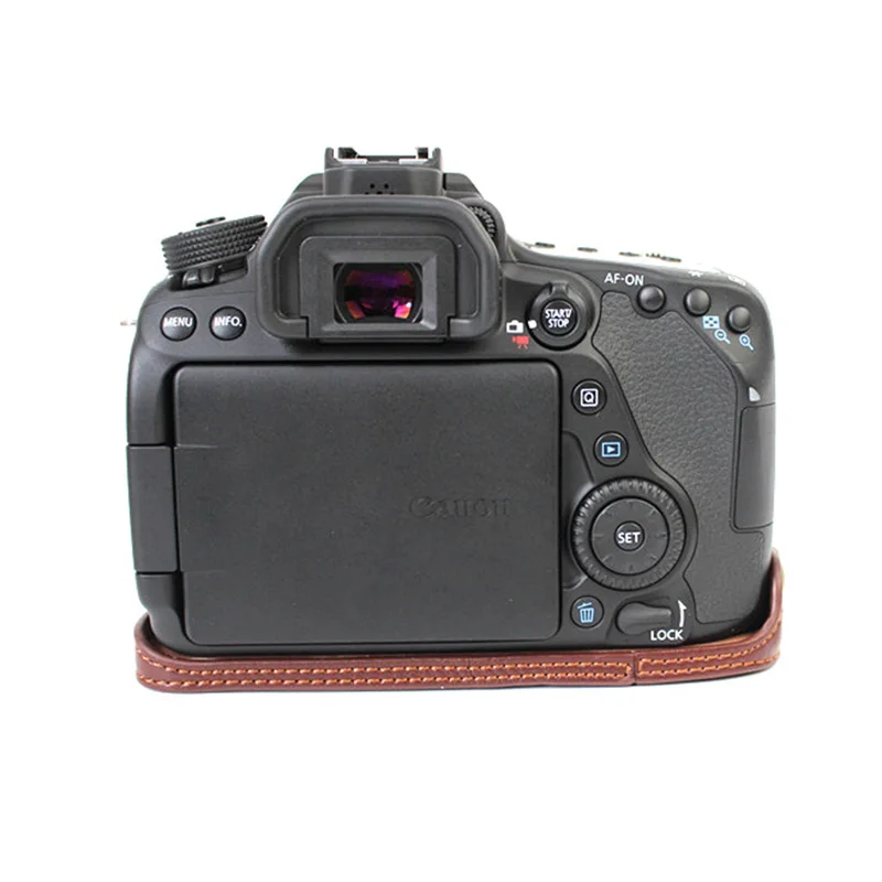 Натуральная Кожа Камера сумка чехол половина тела для Canon EOS 90D 80DII 80D 70D 60D DSLR с отверстием батареи