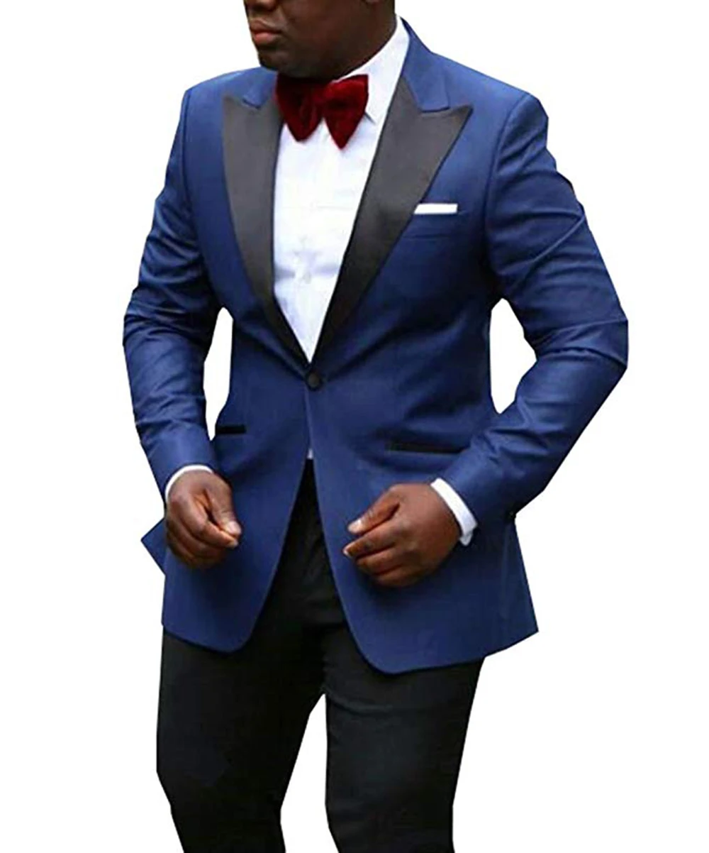 2020 New Men’s Suit 2 Pieces Terno Masculino Formal Blue Wedding Suits