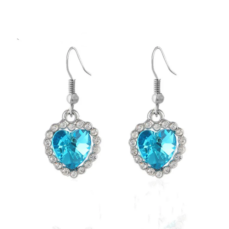 

2019 new romantic classic love "Titanic" multi-color heart sea drops female charm earrings hot Earrings For Women