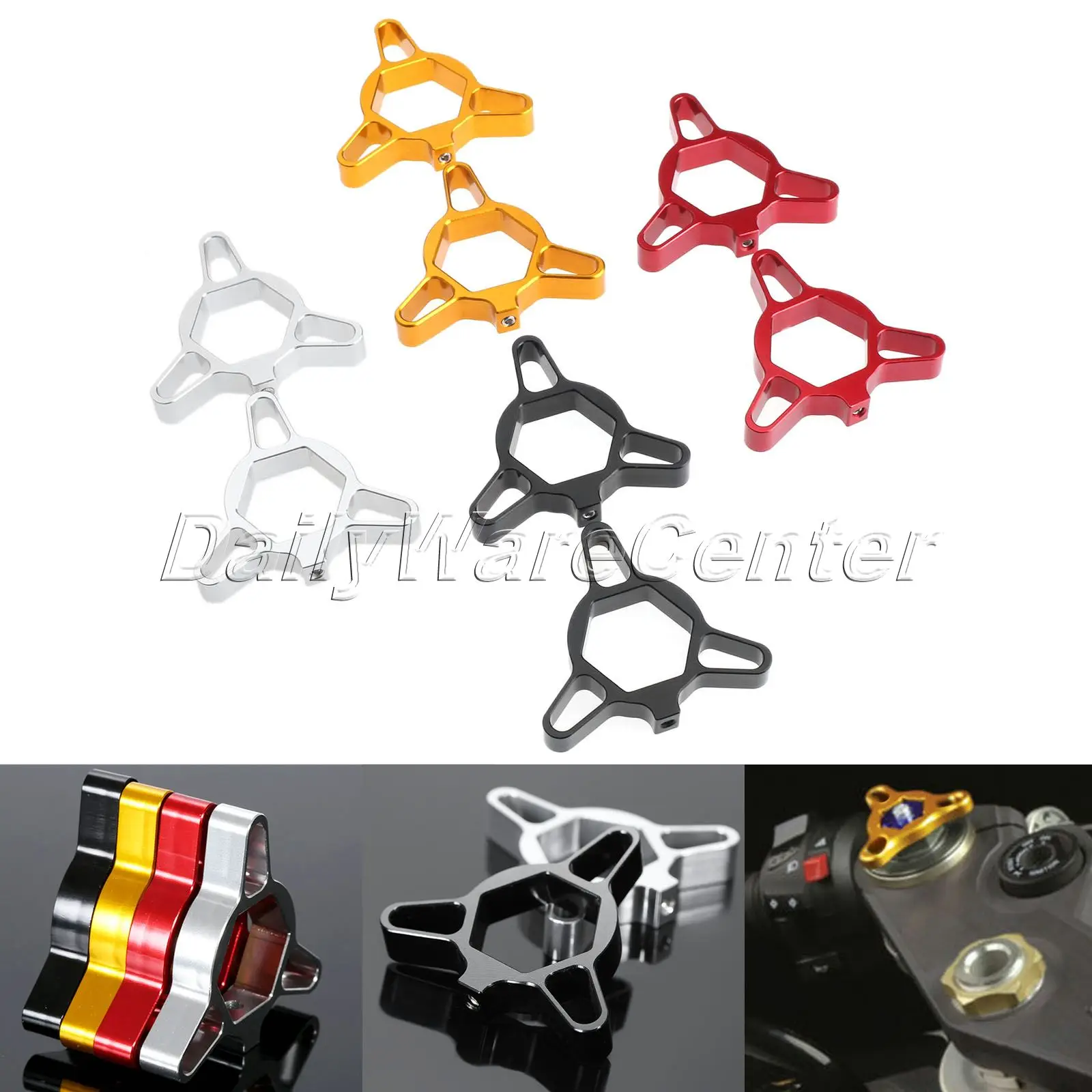 2XUniversal 19mm CNC Aluminum Fork Preload Adjusters for Honda CBR 600RR 1000RR CB1000R Buell 1125R XB12R Blue/Red/Silver/Black