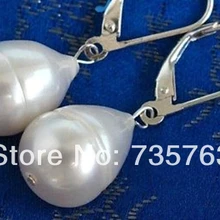 Xiuli 00194 14 мм Белый Жемчуг Пресноводных Серьги 925 Leverback
