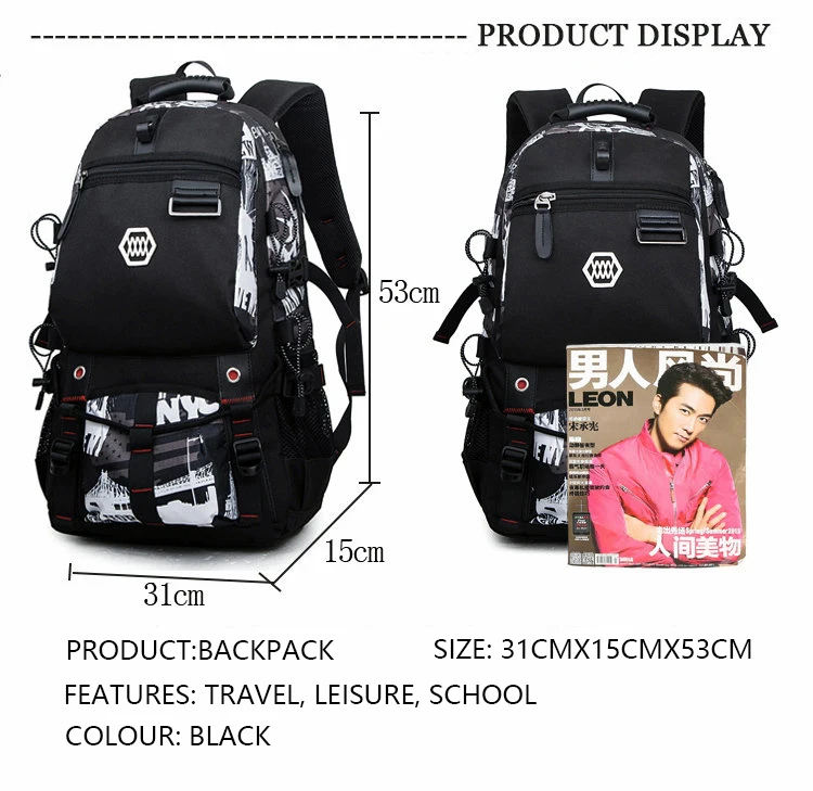 JKBW USB Charging 15.6'' Laptop Backpack Traveling Hiking Backpack Large Capacity Versatile Utility Backpack for Men (9)