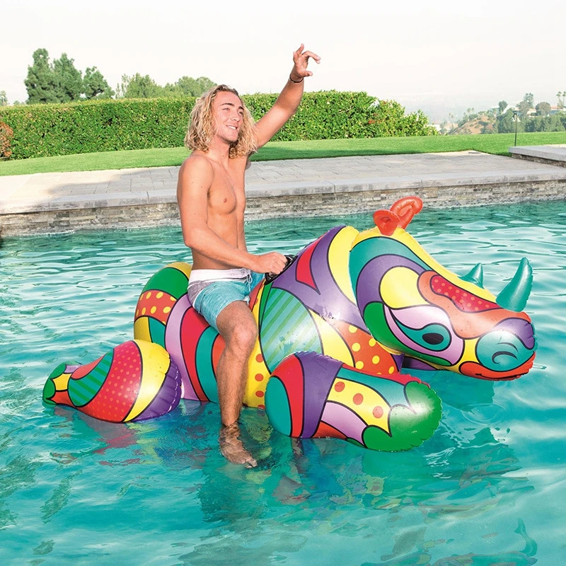 Adult Giant Inflatable Ride on Rhino Pool Floats Full Printing Animal  Ridable Pool Floaties Summer Water Toys Air Raft Bed|Air Mattresses| -  AliExpress