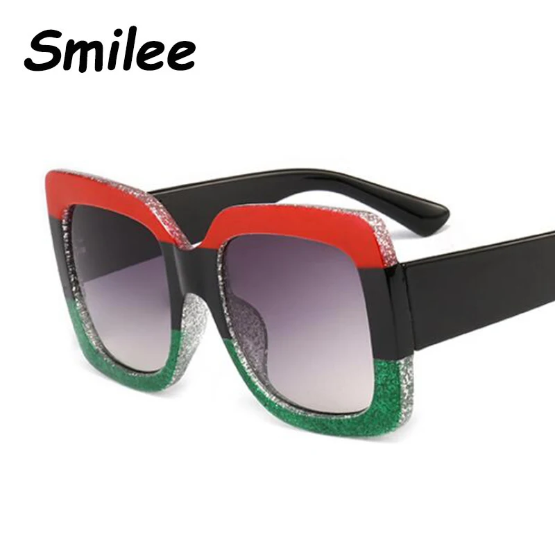 Для женщин Overszied солнцезащитные очки Брендовая Дизайнерская обувь красного и зеленого цвета Квадратные Солнцезащитные очки Для мужчин Роскошные модные очки оттенки UV400