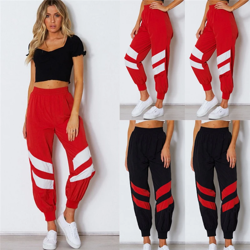 high waist patchwork pants