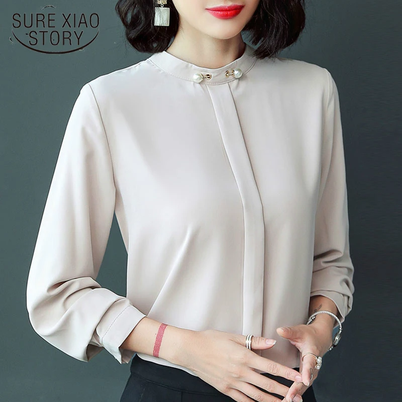 Autumn fashion V neck long sleeve elegant shirt women OL