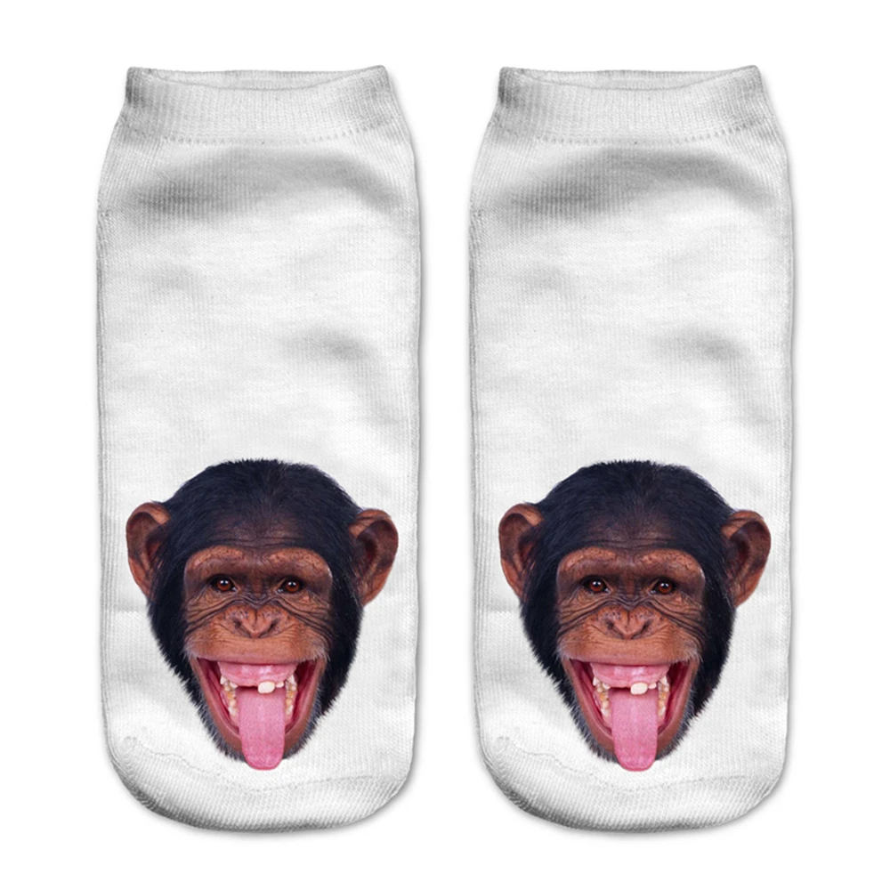 

Multiple Colors Casual Meias 3D Women Socks Cute Harajuku Style Funny Smiling Monkey Socks Unisex Low Cut Ankle Socks For Girl