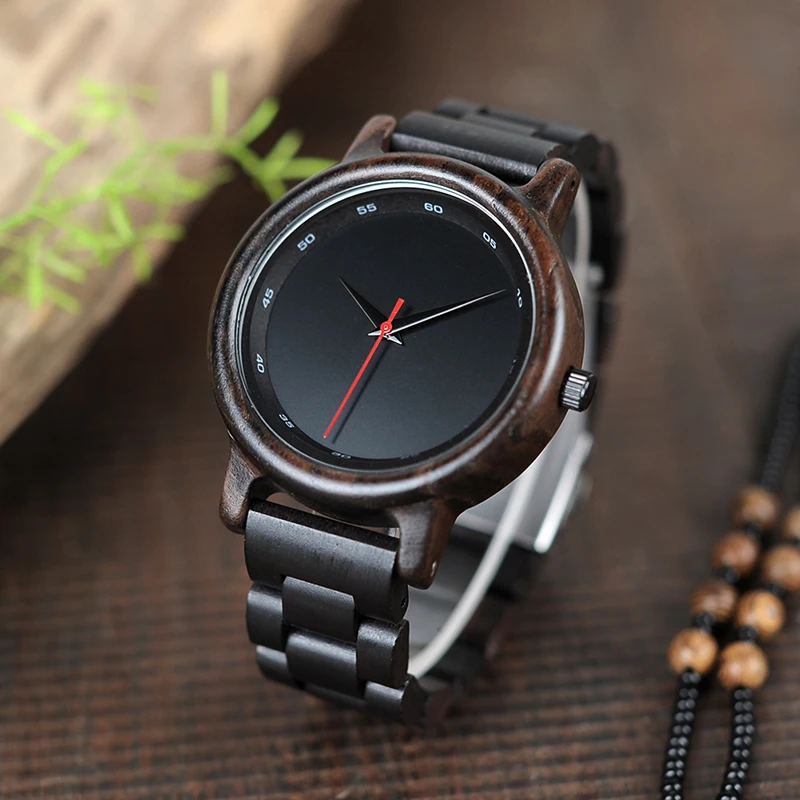 $22.43 Bobo Bird Ebony Watch Men Waterproof Wristwatch Japanese Movement Clock Simple Wooden Strap Wristwa