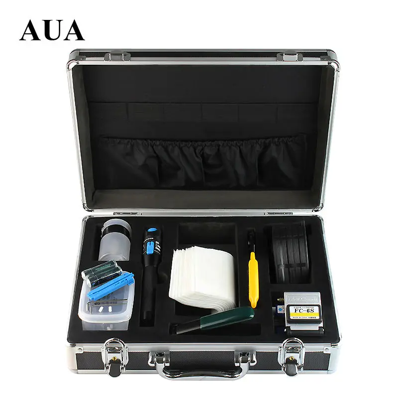 

9pcs/set Fiber Optic FTTH Tool Kit with Fiber Cleaver and Fiber stripping pliers 1Mw Visual Fault Locator