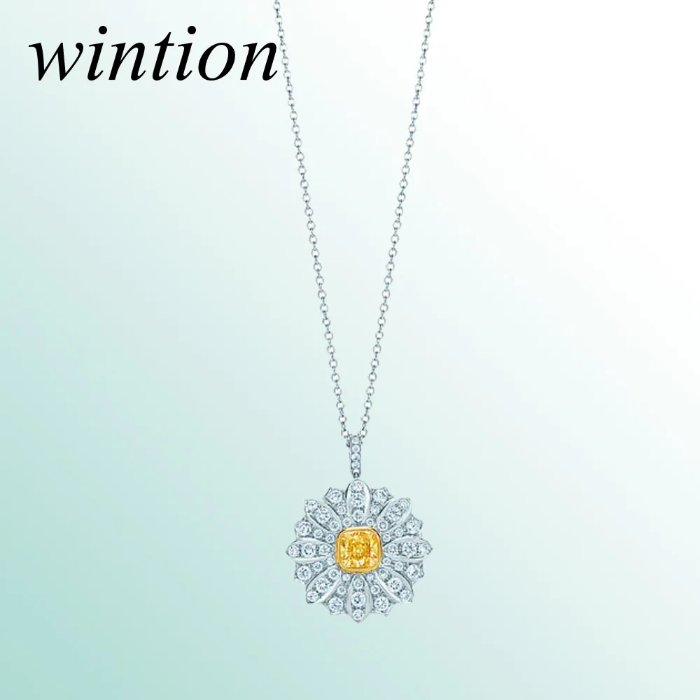 

Wintion tiff Green love shape necklace pendant Original 100% 925 Sterling Silver Women Free Shipping Jewelry High-end Quality
