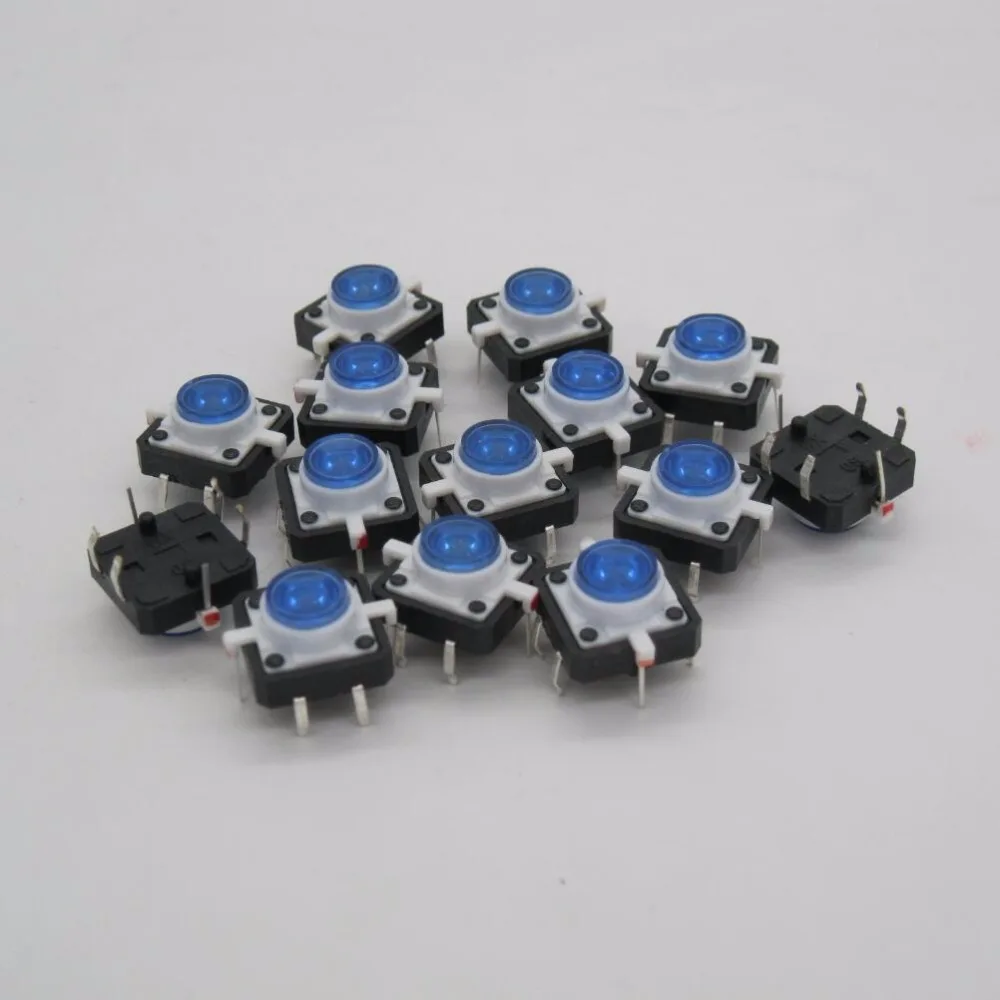 

20PCS/lot blue 12x12mm Illuminated Tact Switch Button switch LED 4 pin reset 12*12mm